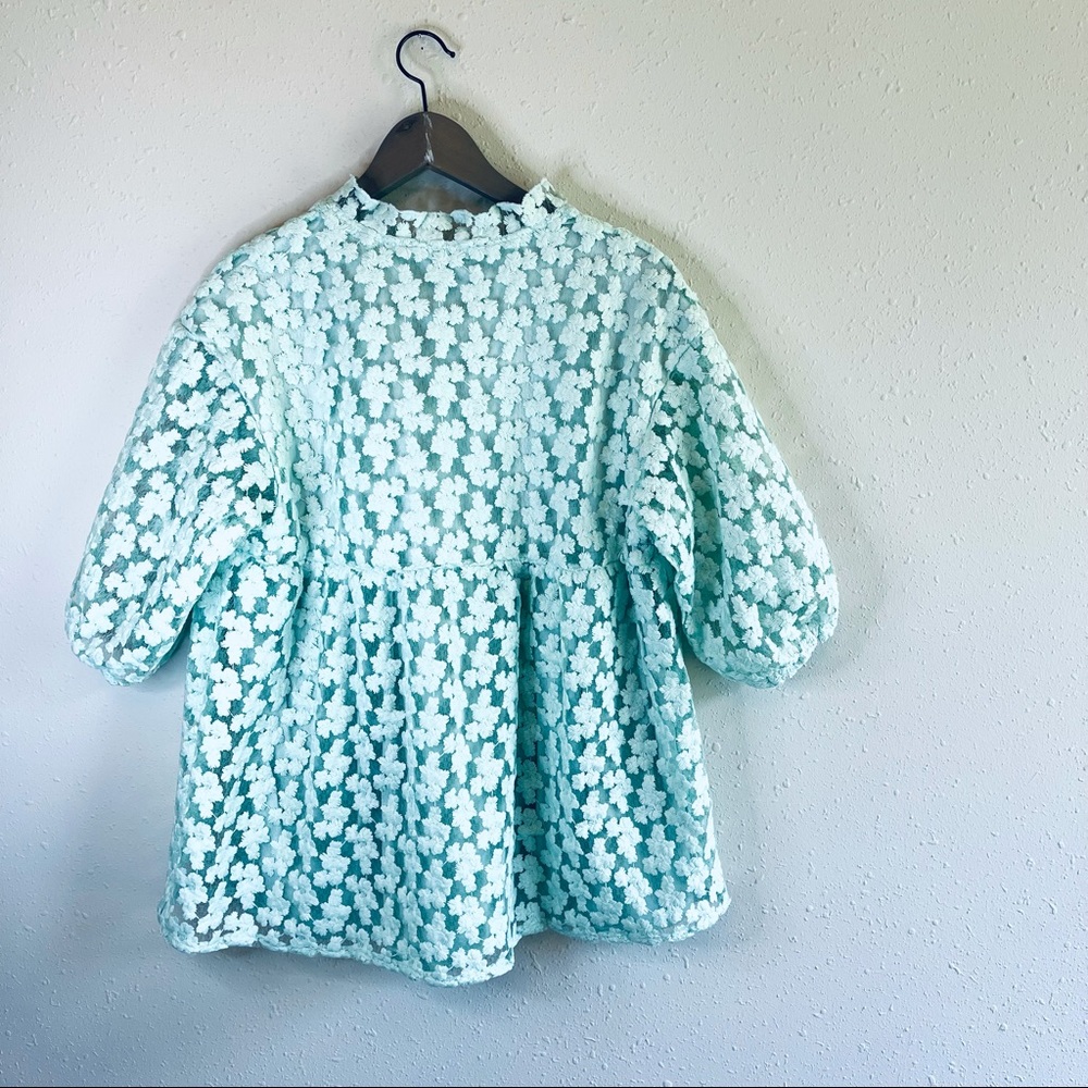 Marc NY Andrew Marc Lace 3/4 Sleeve Mint Tunic Size XS NWT - Picture 5 of 9